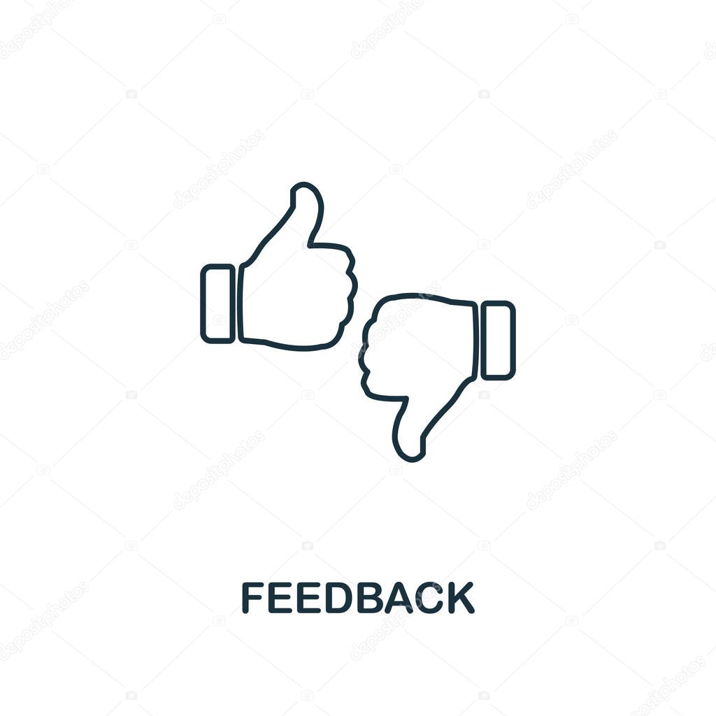 Feedback outline icon. Thin line element from crowdfunding icons collection. UI and UX. Pixel perfect feedback icon for web design, apps, software, print usage.