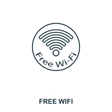 Ücretsiz Wifi simge. İnce çizgi stili Havaalanı simgeler koleksiyon anahat. Web tasarım, apps, yazılım, yazdırma kullanım için piksel mükemmel ücretsiz Wi-Fi simgesi