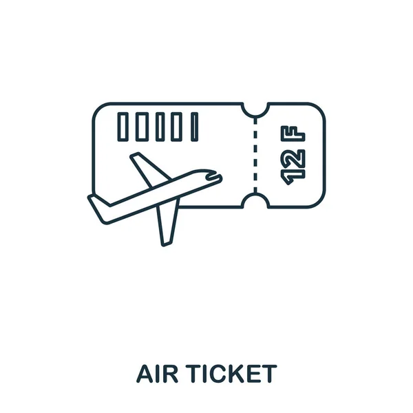 Ikony samolotem bilet. Zarys cienka linia style z kolekcji ikon Lotnisko. Piksel doskonałą ikoną bilet samolotowy do projektowania stron internetowych, aplikacji, oprogramowania, wydruków — Wektor stockowy