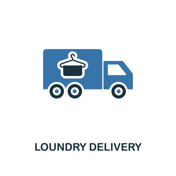 Icona Loundry Delivery. Design creativo a due colori della collezione di icone per la pulizia. Utilizzo di UI e UX. Illustrazione dell'icona di consegna varia. Pittogramma isolato su bianco — Vettoriale Stock