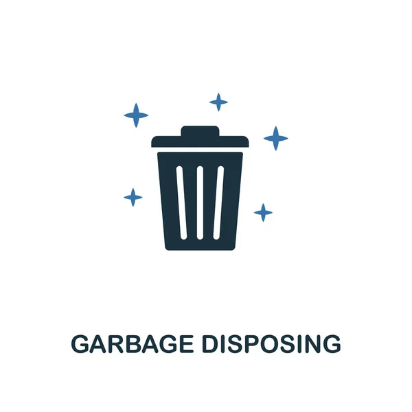Icona dello smaltimento dei rifiuti. Design creativo a due colori della collezione di icone per la pulizia. Utilizzo di UI e UX. Illustrazione dell'icona dello smaltimento dei rifiuti. Pittogramma isolato su bianco — Vettoriale Stock