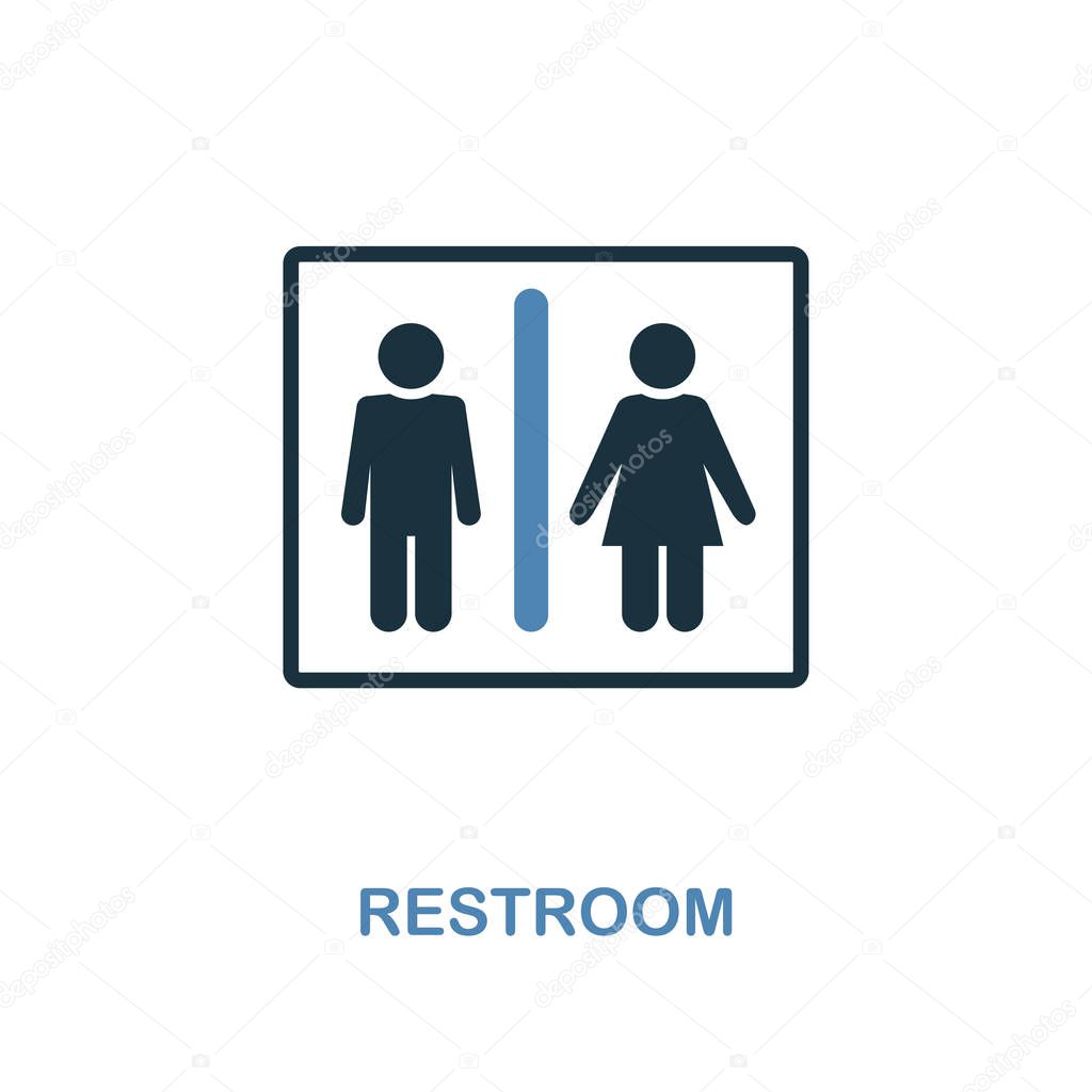 Restroom icon. Monochrome style design from shopping center sign icon collection. UI. Pixel perfect simple pictogram restroom icon. Web design, apps, software, print usage.
