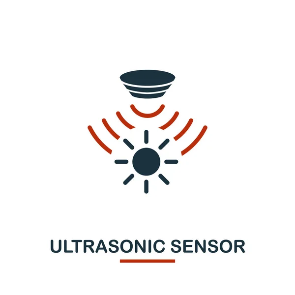 Icono del sensor ultrasónico de la colección de iconos de sensores. Creativo diseño de dos colores símbolo sensor ultrasónico icono. Diseño web, aplicaciones, uso de software. UI y UX — Vector de stock