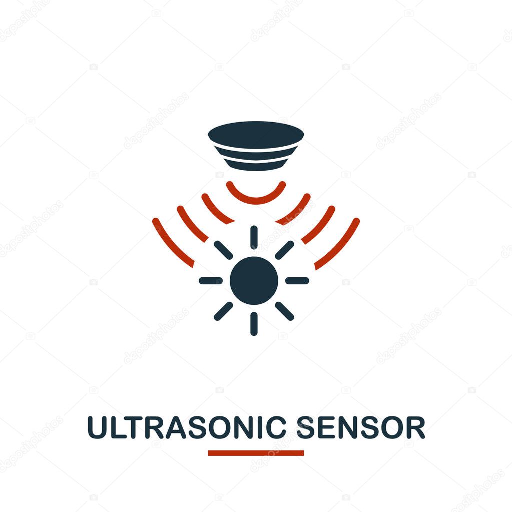 Ultrasonic Sensor icon from sensors icons collection. Creative two colors design symbol ultrasonic sensor icon. Web design, apps, software usage. UI and UX