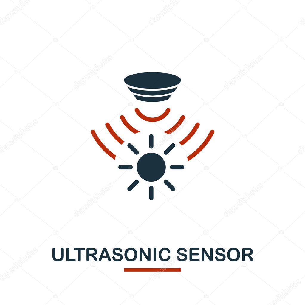 Ultrasonic Sensor icon from sensors icons collection. Creative two colors design symbol ultrasonic sensor icon. Web design, apps, software usage. UI and UX.