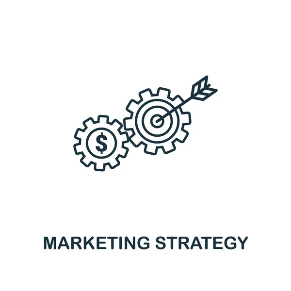 Marketing strategii ikona stylu cienka linia. Symbol z kolekcji ikon marketingu online. Zarys marketing strategii ikona dla projektowanie stron internetowych, aplikacji, oprogramowania, drukowanie użycia — Wektor stockowy