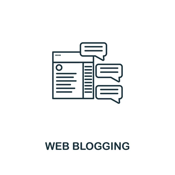 Web Blogging ícone estilo linha fina. Símbolo da coleção de ícones de marketing online. Esboço web blogging ícone para web design, aplicativos, software, uso de impressão — Vetor de Stock