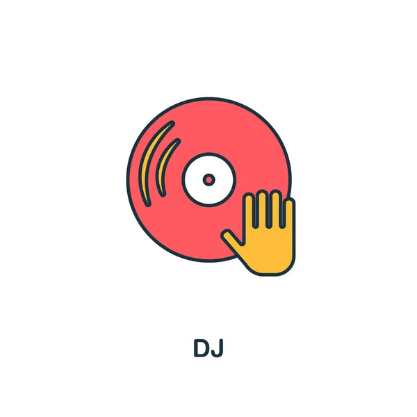 DJ ikonra. Kreatív 2 színben design fromdj ikon-ból fél ikon gyűjtemény. Tökéletes a web design, alkalmazások, szoftverek, nyomtatás — Stock Vector