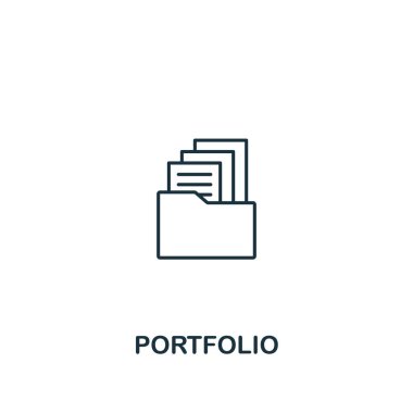 Portföy simgesi. İnce anahat tarzı tasarım tasarım UI ve ux simgeler koleksiyon. Web tasarım, apps, yazılım, yazdırma kullanım için yaratıcı portföy simgesi