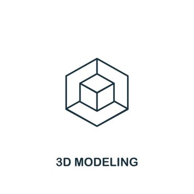 3D modelleme simgesi. İnce anahat tarzı tasarım tasarım UI ve ux simgeler koleksiyon. Web tasarım, apps, yazılım, yazdırma kullanım için yaratıcı 3d modelleme simgesi