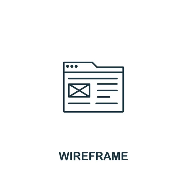 Icona wireframe. Design sottile stile contorno dal design ui e ux icone collezione. Icona Wireframe creativa per web design, app, software, utilizzo della stampa — Vettoriale Stock