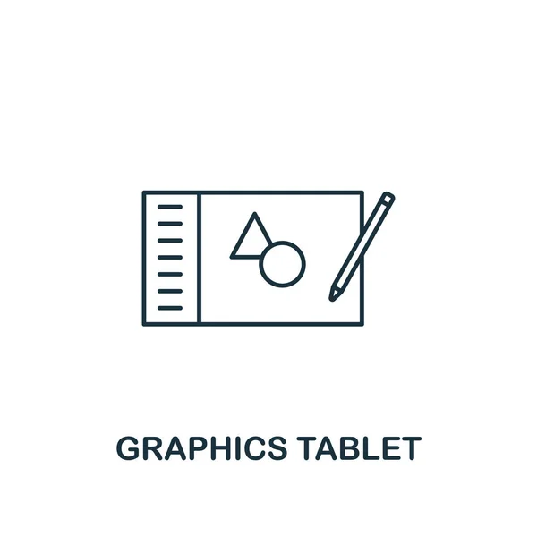 Grafikus tabletta ikonra. Vékony vázlat stílusú design design ui és ux ikonok gyűjtemény. Kreatív grafikus tábla ikon, webdesign, szoftver és nyomtatási használat — Stock Vector