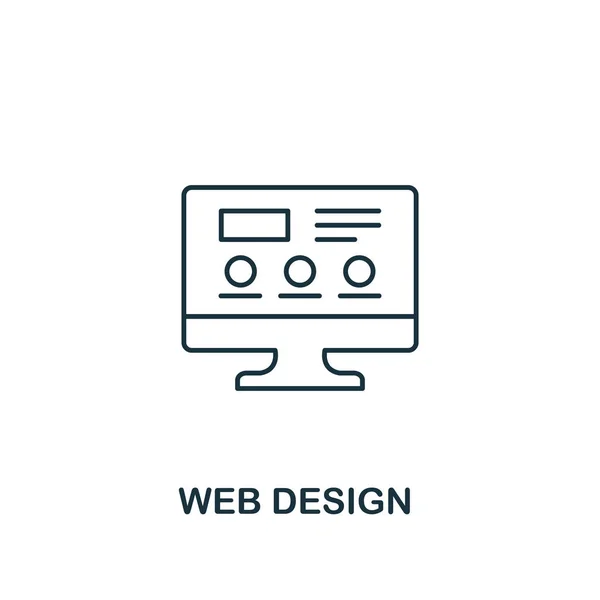 Web Tasarım simgesi. İnce anahat stili tasarım UI ve ux simgeler koleksiyon. Yaratıcı Web Tasarım simgesi web tasarım, apps, yazılım, yazdırma kullanım için — Stok Vektör