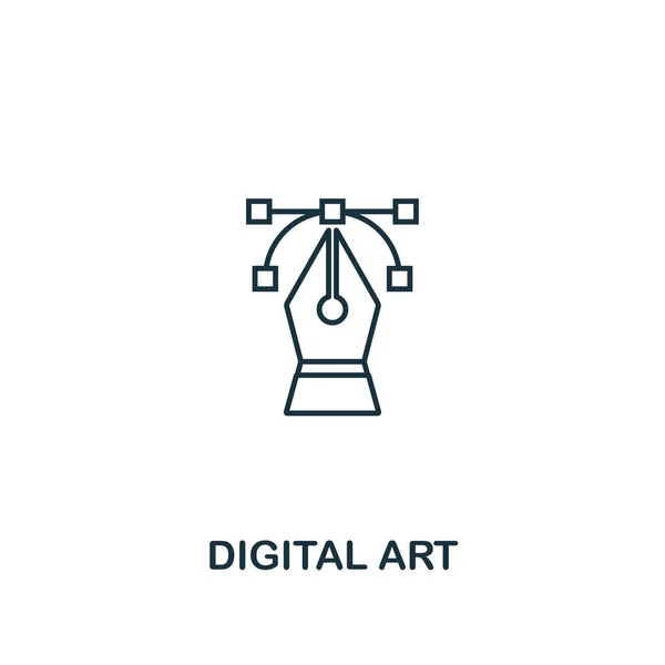 Icono de arte digital. Esquema delgado diseño de estilo de la colección de iconos de diseño ui y ux. Icono de arte digital creativo para diseño web, aplicaciones, software, uso de impresión — Vector de stock