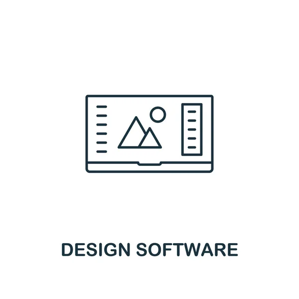 Icono de software de diseño. Delgado estilo de contorno de diseño ui y la colección de iconos ux. Icono de software de diseño creativo para diseño web, aplicaciones, software, uso de impresión — Vector de stock