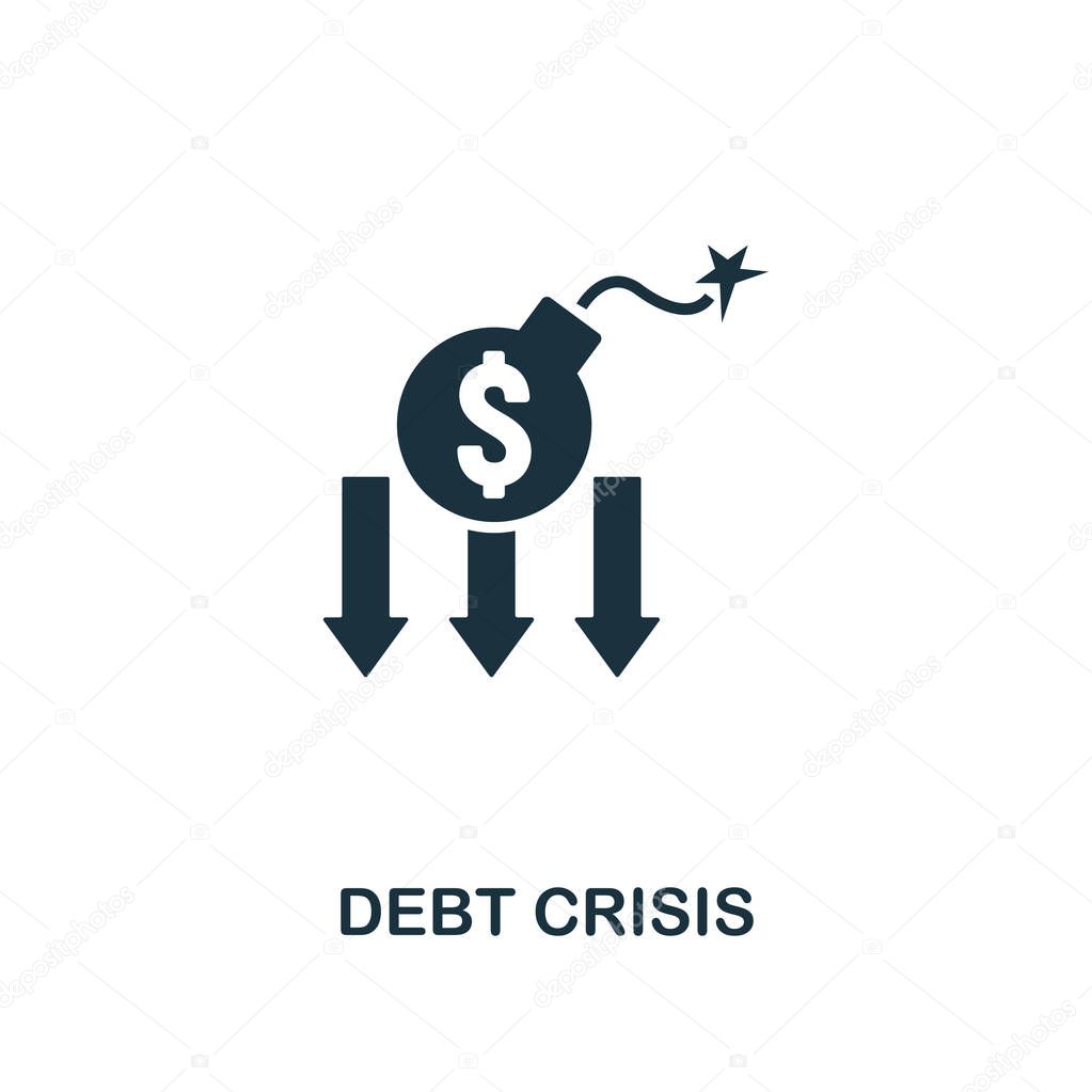 Debt Crisis icon. Creative element design from risk management icons collection. Pixel perfect Debt Crisis icon for web design, apps, software, print usage.