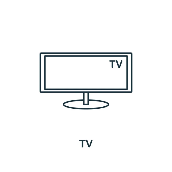 Tv icon. Thin style design from household icons collection. Creativetv icon for web design, apps, software, print usage — Stock Vector