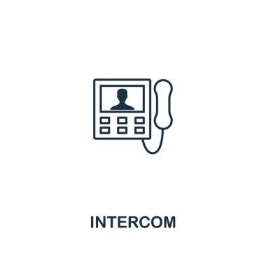 İnterkom simgesi. İnce stil tasarım ev simgeler koleksiyon. Web tasarım, apps, yazılım, yazdırma kullanım için Creativeintercom simgesi