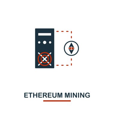 Ethereum madenciliği simgesi. Kripto para birimi simgeleri koleksiyonundan yaratıcı iki renk tasarımı. Web tasarım, uygulamalar, yazılım, baskı kullanımı için basit piktogram Ethereum madenciliği simgesi