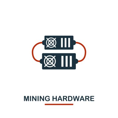 Madenciliği donanım simgesi. Kripto para birimi simgeleri koleksiyonundan yaratıcı iki renk tasarımı. Web tasarım, uygulamalar, yazılım, baskı kullanımı için basit piktogram madenciliği donanım simgesi