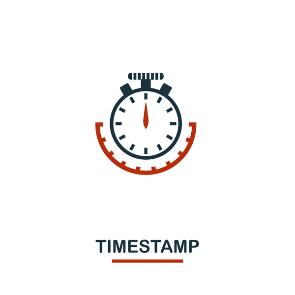 Icono de marca de tiempo. Diseño creativo de dos colores de la colección de iconos criptomoneda. Icono de marca de tiempo de pictograma simple para diseño web, aplicaciones, software, uso de impresión — Archivo Imágenes Vectoriales