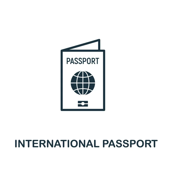 Internationale Pass-Ikone. Kreatives Elementdesign aus der Sammlung touristischer Ikonen. Pixel perfektes internationales Passsymbol für Webdesign, Apps, Software, Drucknutzung — Stockvektor