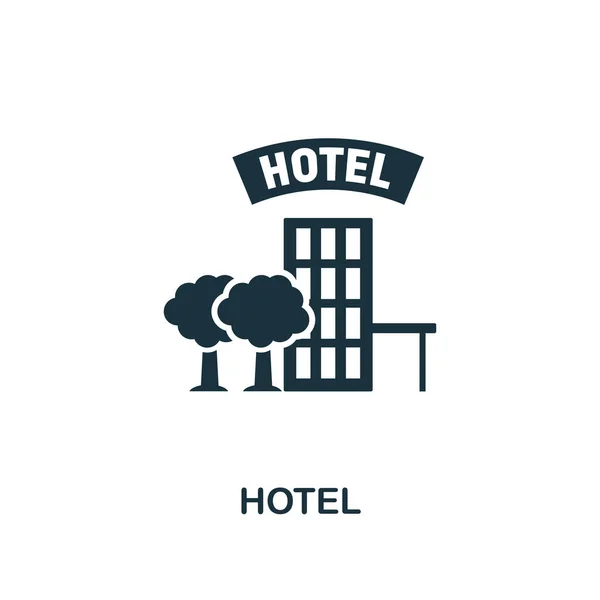 Icona dell'hotel. Elemento creativo di design dalla collezione di icone del turismo. Icona dell'hotel perfetta pixel per web design, app, software, utilizzo della stampa — Vettoriale Stock