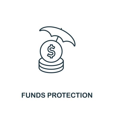 Fon koruma simgesi. İş etiği simgeleri koleksiyonundan ince çizgi tasarım sembolü. Web tasarım, uygulamalar, yazılım, baskı kullanımı için Pixel mükemmel fon koruma simgesi