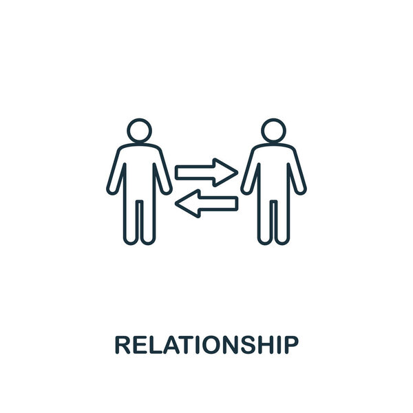 Значок отношений. Символ тонкой линии дизайна из коллекции икон деловой этики. Иконка идеальных отношений для веб-дизайна, приложений, программного обеспечения, использования печати
