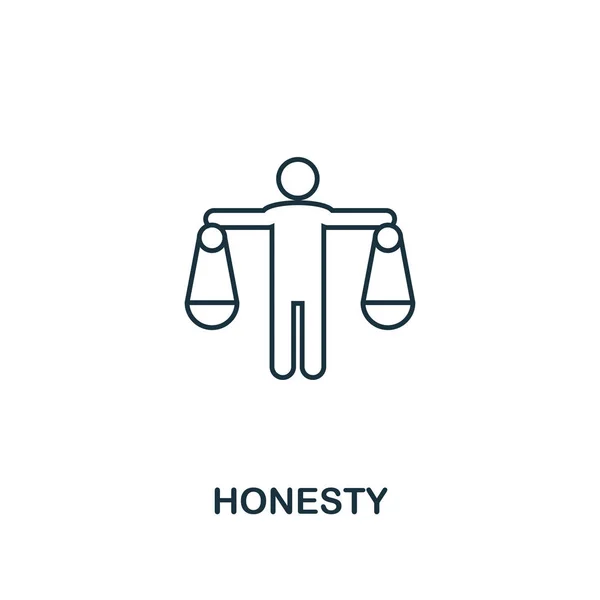 Ikonen ärlighet. Tunn linje design symbol från affärs etik ikoner samling. Pixel perfekt ärlighet ikon för webb design, apps, program vara, utskrifts användning — Stock vektor