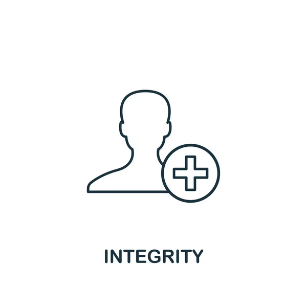 Integritási ikon. Vékony vonal design szimbóluma üzleti etikai ikonok gyűjtése. Pixel tökéletes integritását ikon web design, apps, szoftver, nyomtatási használat — Stock Vector