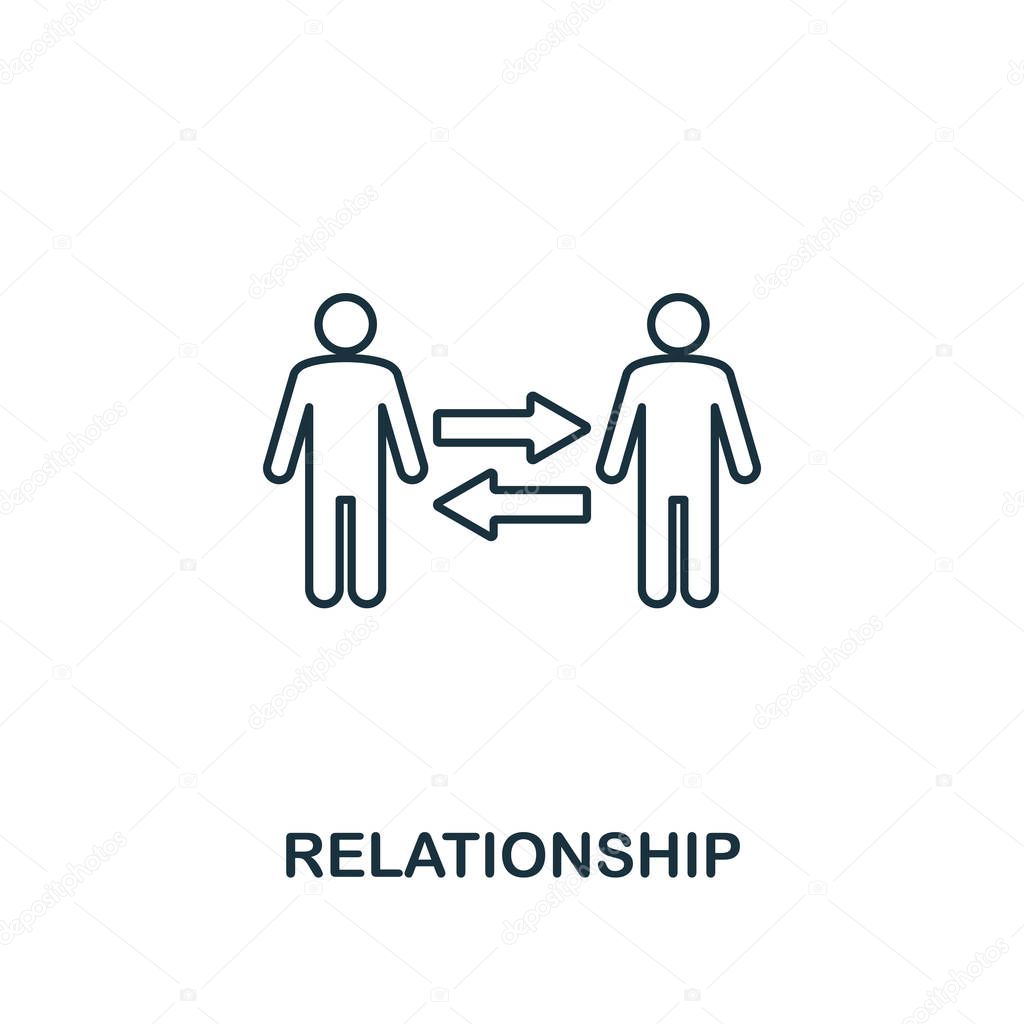 Relationship icon. Thin line design symbol from business ethics icons collection. Pixel perfect relationship icon for web design, apps, software, print usage.