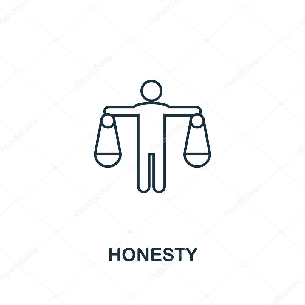 Honesty icon. Thin line design symbol from business ethics icons collection. Pixel perfect honesty icon for web design, apps, software, print usage