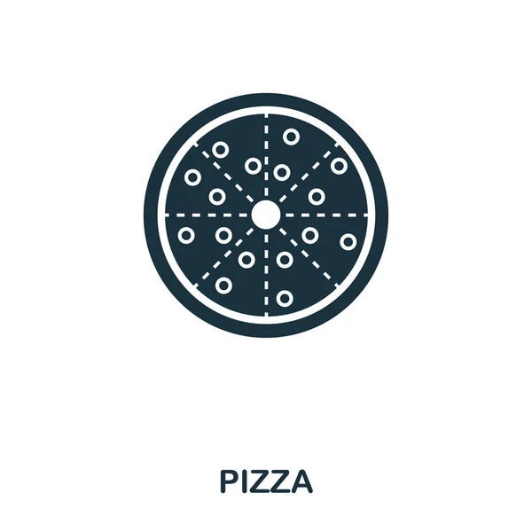 Icône de pizza. Applications mobiles, impression et plus d'utilisation. Élément simple chanter. Illustration d'icône de pizza monochrome . — Photo