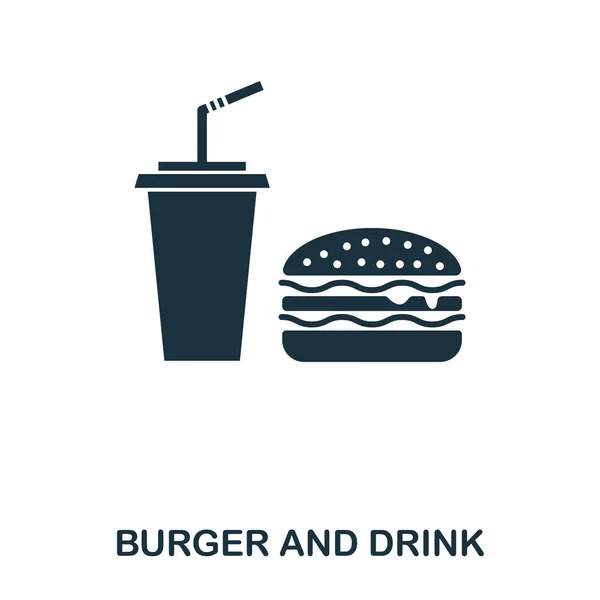 Burger und Drink Ikone. Mobile Apps, Drucken und mehr Nutzung. einfaches Element singen. Monochromer Burger und Drink-Ikone. — Stockfoto