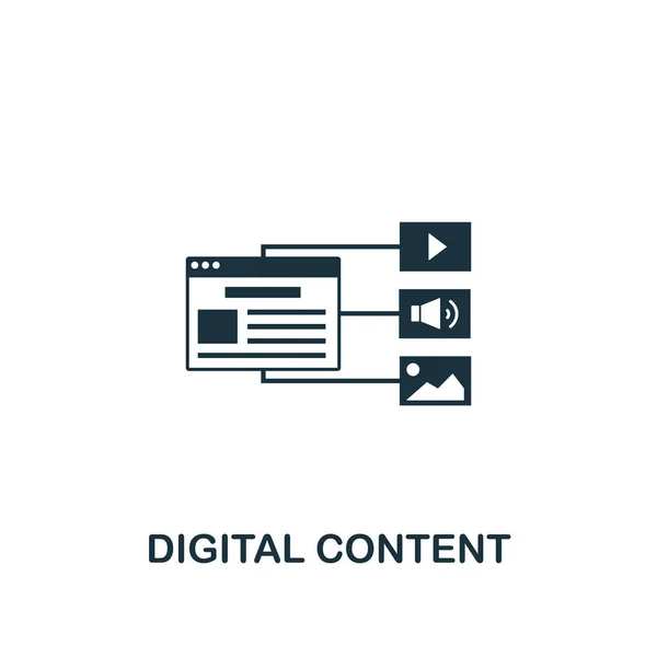 Icona dei contenuti digitali. Design creativo degli elementi della collezione di icone dei contenuti. Icona Pixel Perfect Digital Content per web design, app, software, utilizzo della stampa — Vettoriale Stock
