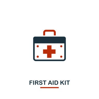 İlk yardım kiti simgesi. Sağlık simgeleri koleksiyondan yaratıcı tasarım. Web tasarım, uygulamalar, yazılım, baskı kullanımı için iki renk Ilk yardım kiti simgesi