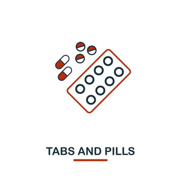 Tabs e comprimidos ícone. Design criativo da coleção de ícones de saúde. Duas abas e comprimidos de cor ícone para web design, aplicativos, software, uso de impressão — Vetor de Stock