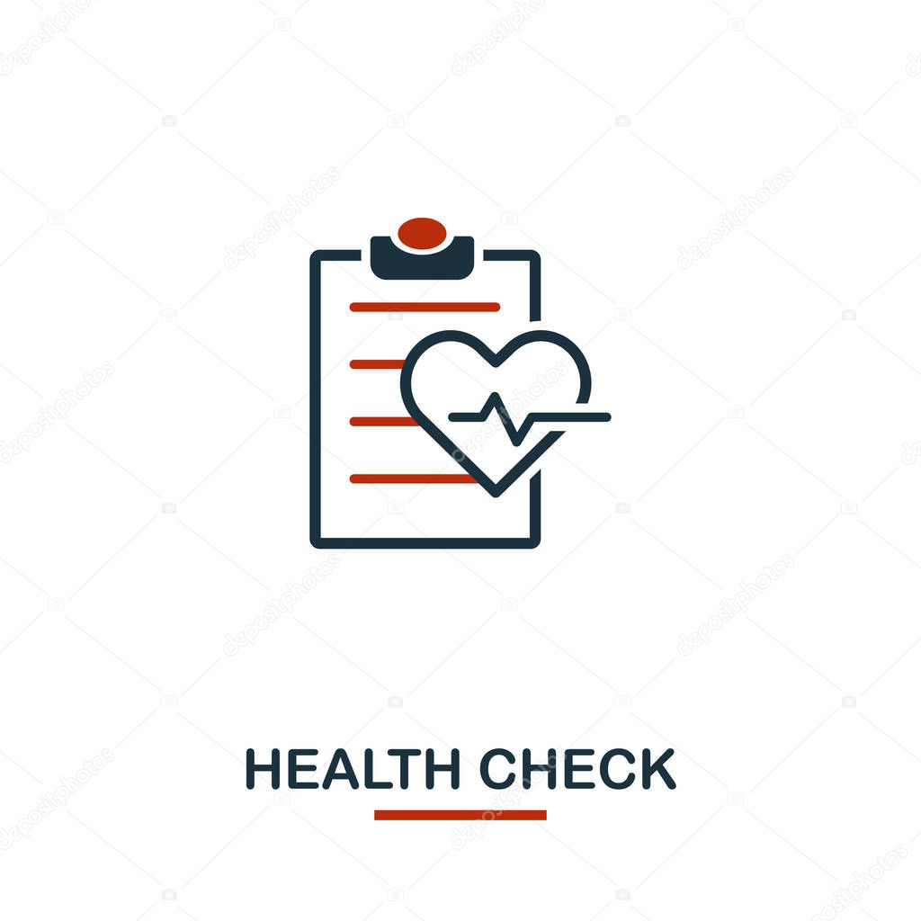 Health Check icon. Creative design from healthcare icons collection. Two color Health Check icon for web design, apps, software, print usage.