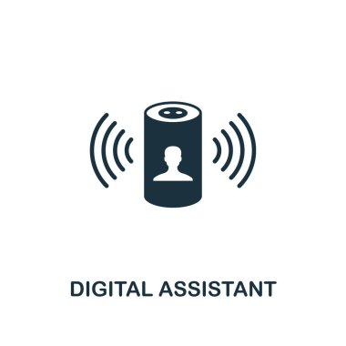 Dijital asistan simgesi. Akıllı ev simgeleri koleksiyondan yaratıcı eleman tasarımı. Web tasarım, uygulamalar, yazılım, baskı kullanımı için Pixel Perfect Digital Assistant simgesi
