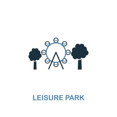 İki renkli Leisure Park simgesi. Şehir elemanları simgeler koleksiyondan yaratıcı tasarım. Web ve mobil tasarım için renkli eğlence parkı simgesi