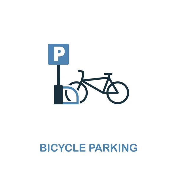 Bicicleta icono de estacionamiento en dos colores. Diseño creativo de la colección de iconos de elementos de la ciudad. Icono de estacionamiento de bicicletas de colores para diseño web y móvil — Vector de stock