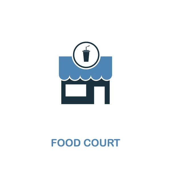 Icono de Food Court en dos colores. Diseño creativo de la colección de iconos de elementos de la ciudad. Icono de patio de comida de colores para diseño web y móvil — Archivo Imágenes Vectoriales