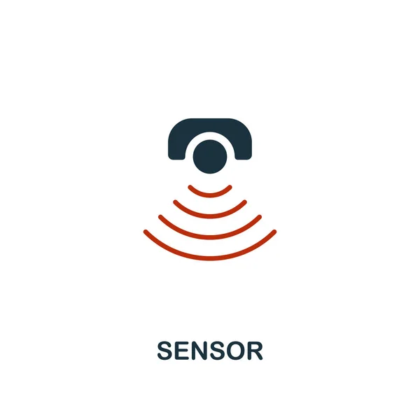Icono del sensor en diseño de dos colores. Elementos de estilo rojo y negro de la colección de iconos de aprendizaje automático. Icono del sensor creativo. Para diseño web, aplicaciones, software, uso de impresión. UI y UX — Vector de stock