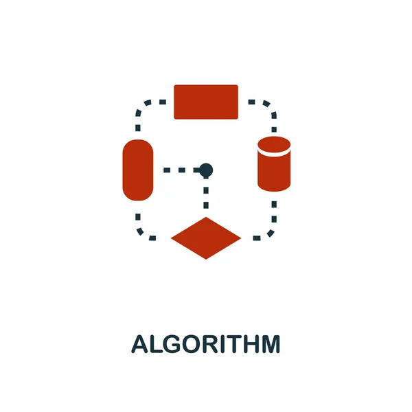Icono de algoritmo en diseño de dos colores. Elementos de estilo rojo y negro de la colección de iconos de aprendizaje automático. Icono del algoritmo creativo. Para diseño web, aplicaciones, software, uso de impresión. UI y UX — Vector de stock