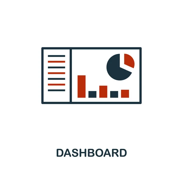 Icône du tableau de bord en deux couleurs. Éléments de style rouge et noir de la collection d'icônes d'apprentissage automatique. Tableau de bord créatif icône. Pour la conception web, applications, logiciels, utilisation de l'impression. UI et UX — Image vectorielle