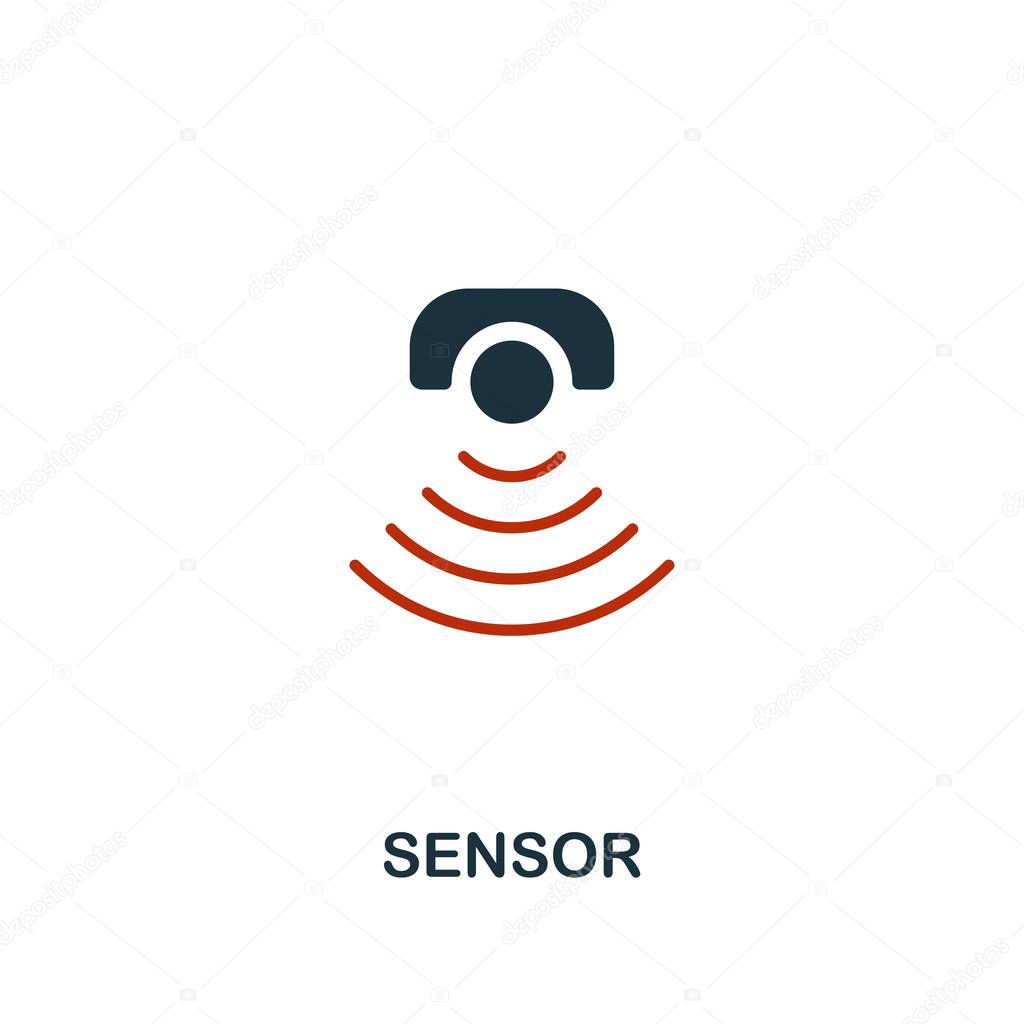 Sensor icon in two color design. Red and black style elements from machine learning icons collection.  Creative sensor icon. For web design, apps, software, print usage.