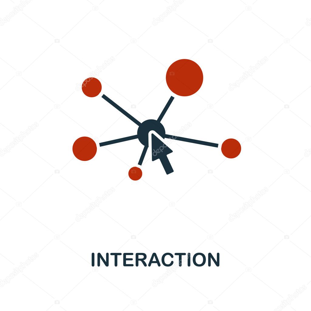 Interaction icon in two color design. Red and black style elements from machine learning icons collection.  Creative interaction icon. For web design, apps, software, print usage.