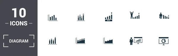 다이어그램 세트 아이콘 컬렉션입니다. 요금, 그래픽, 레벨 프리미엄 아이콘과 같은 간단한 요소가 포함되어 있습니다. — 스톡 벡터
