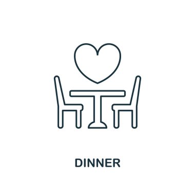 Akşam yemeği anahat simgesi. Balayı simgeleri koleksiyonundan premium stil tasarımı. Basit eleman akşam yemeği simgesi. Web tasarımı, uygulamalar, yazılım, baskı kullanıma hazır.